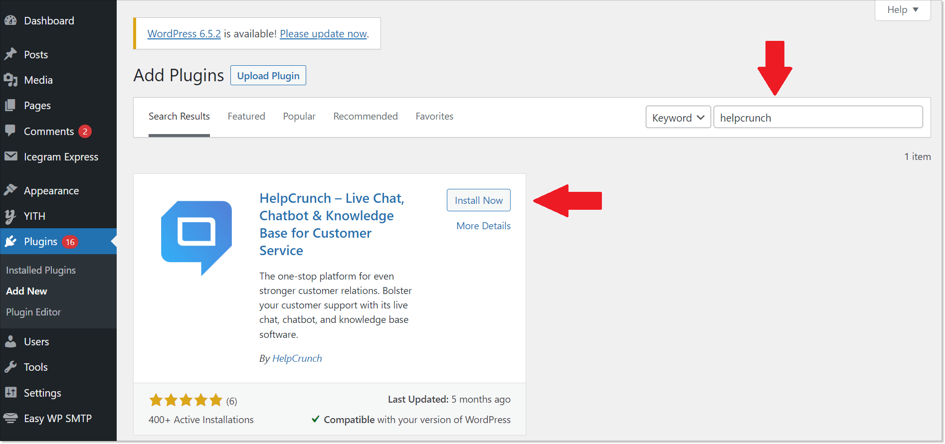 search results for HelpCrunch plugin in WordPress