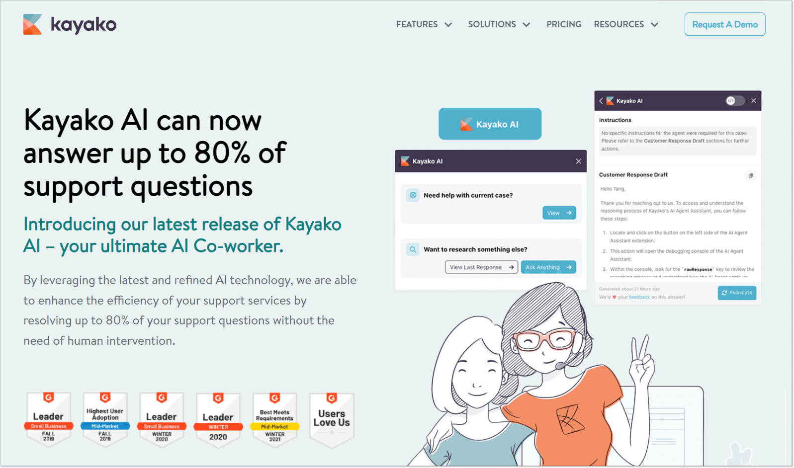 главная страница Kayako как аналога Zendesk