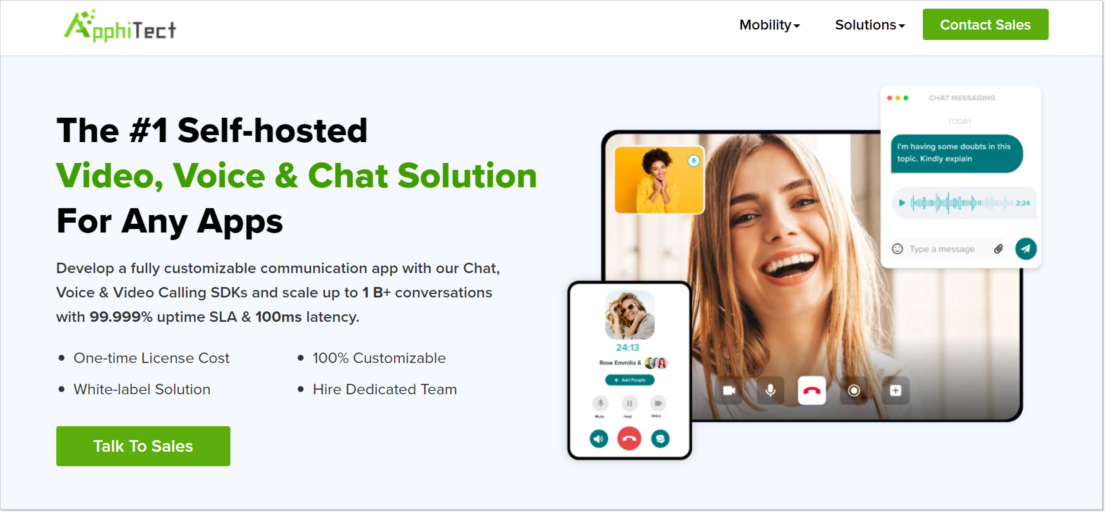 Lending page of a ApphiTect APIs product