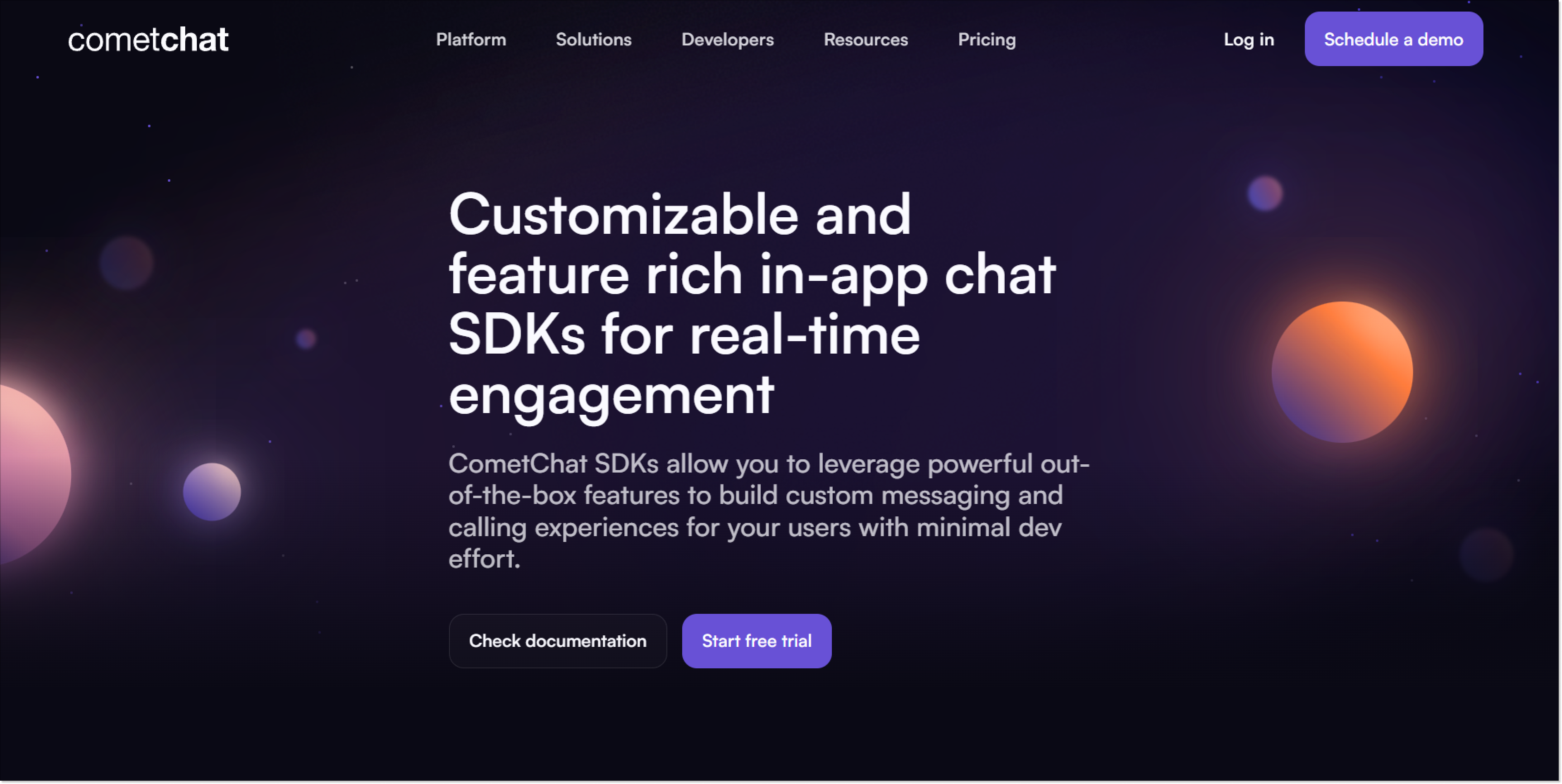 Lending page of a CometChat APIs product