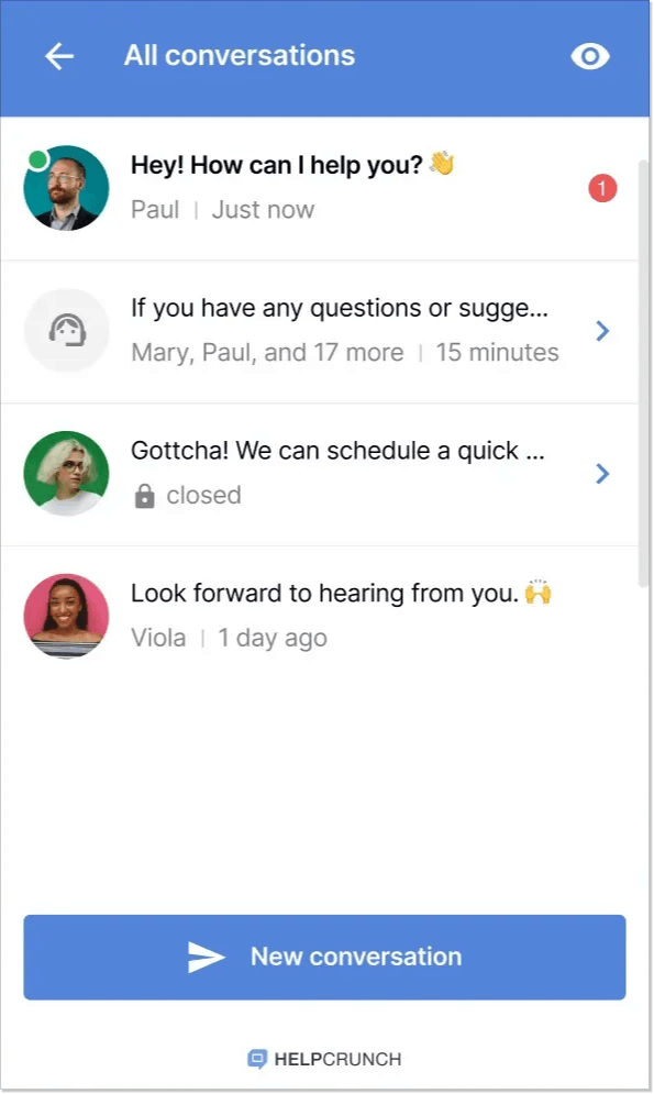 HelpCrunch live chat screenshot