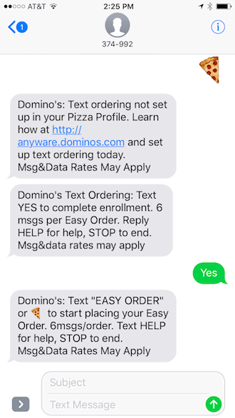 Domino's order chatbot