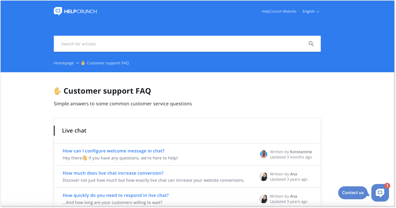 FAQ page_HelpCrunch