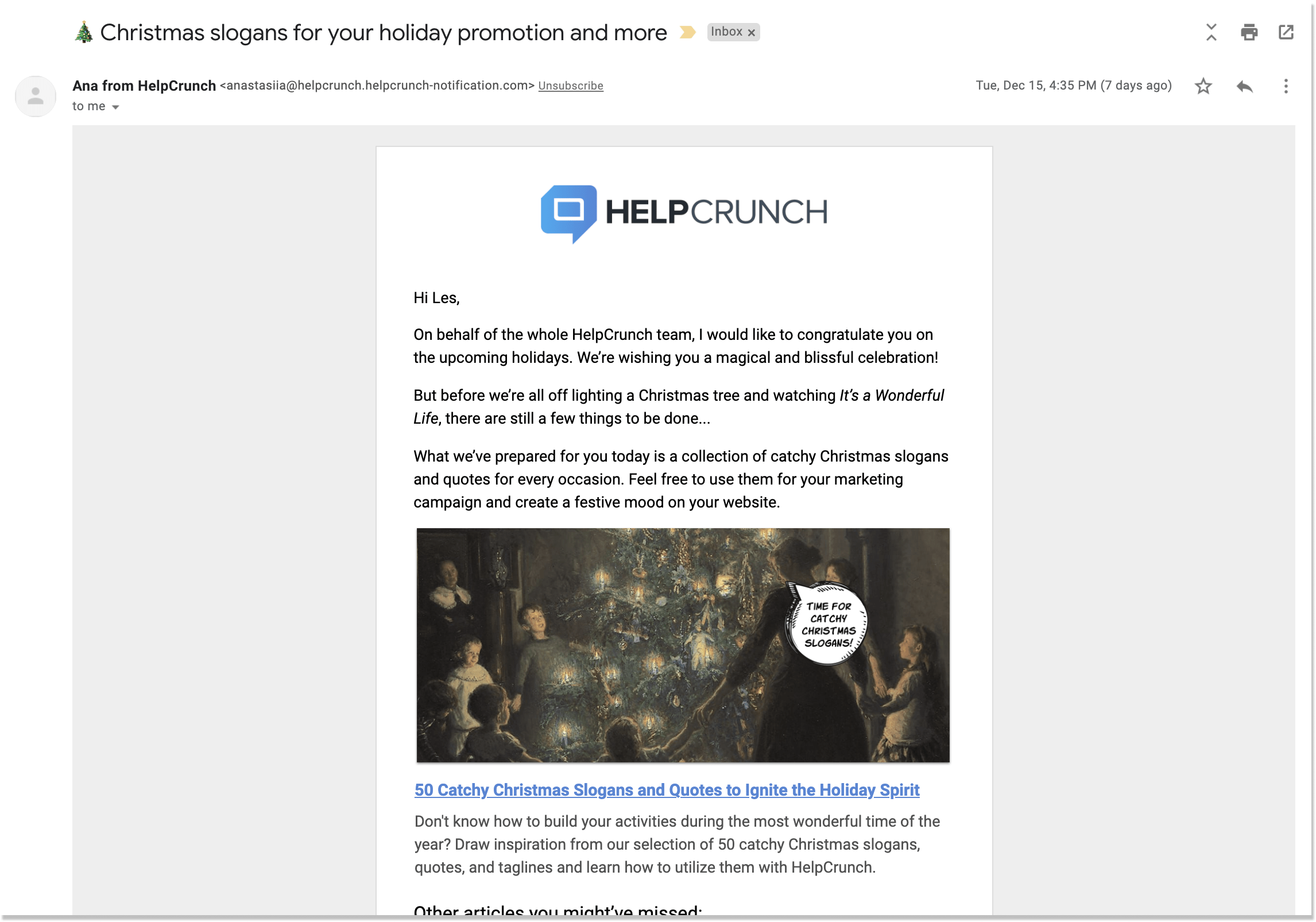 helpcrunch blog email newsletter