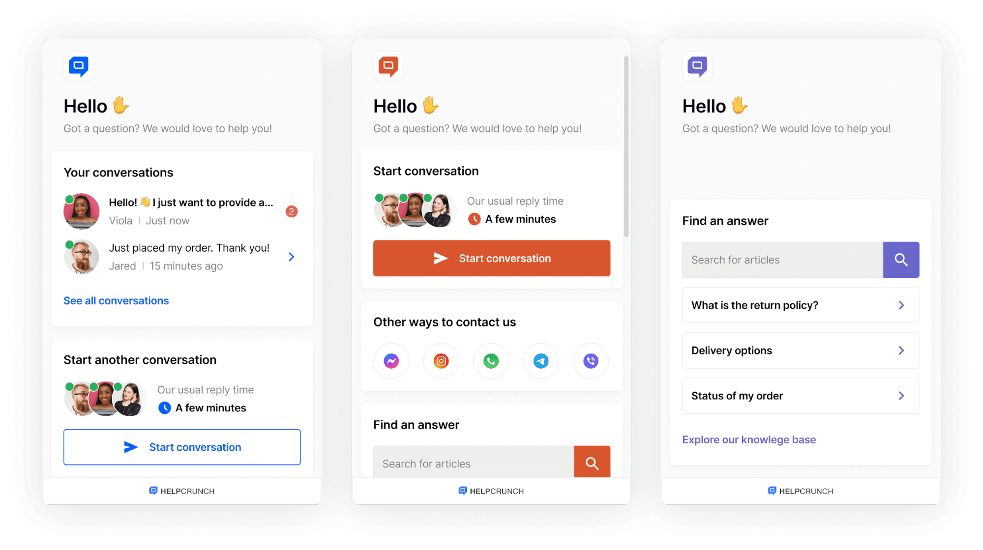 helpcrunch live chat customization