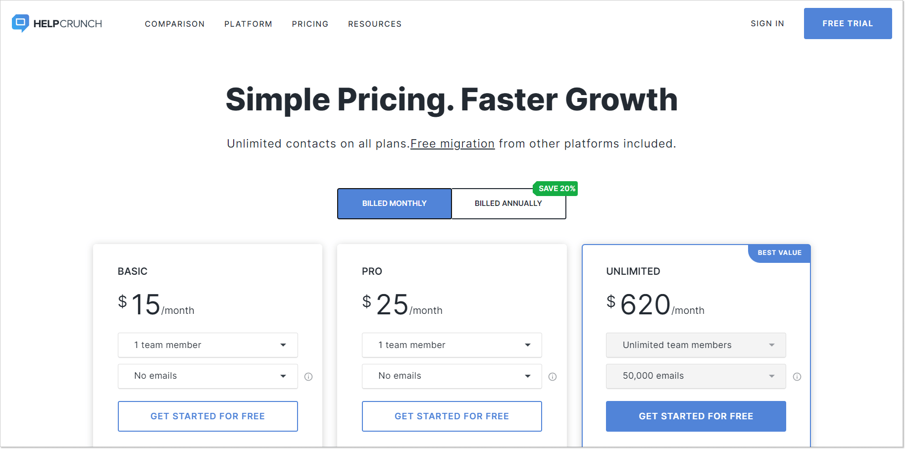 helpcrunch subscription plans