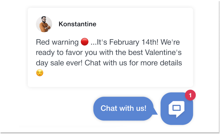 HelpCrunch Valentine’s day proactive message