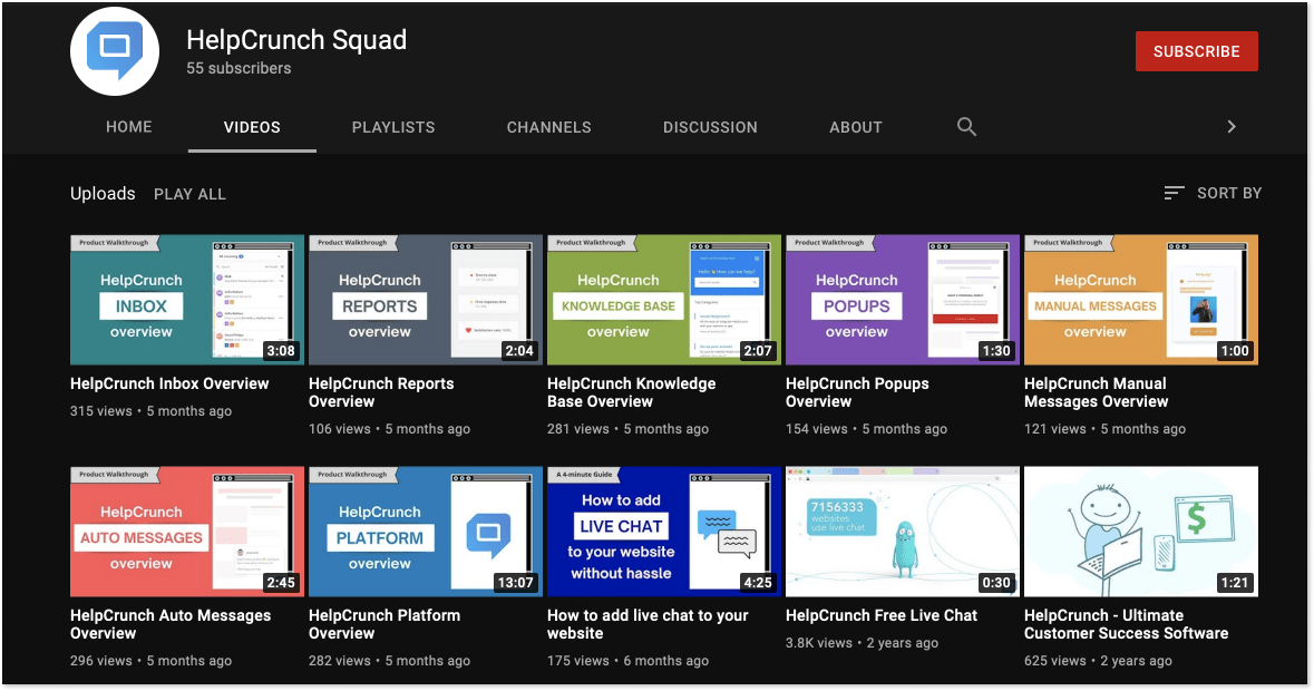 HelpCrunch Youtube channel