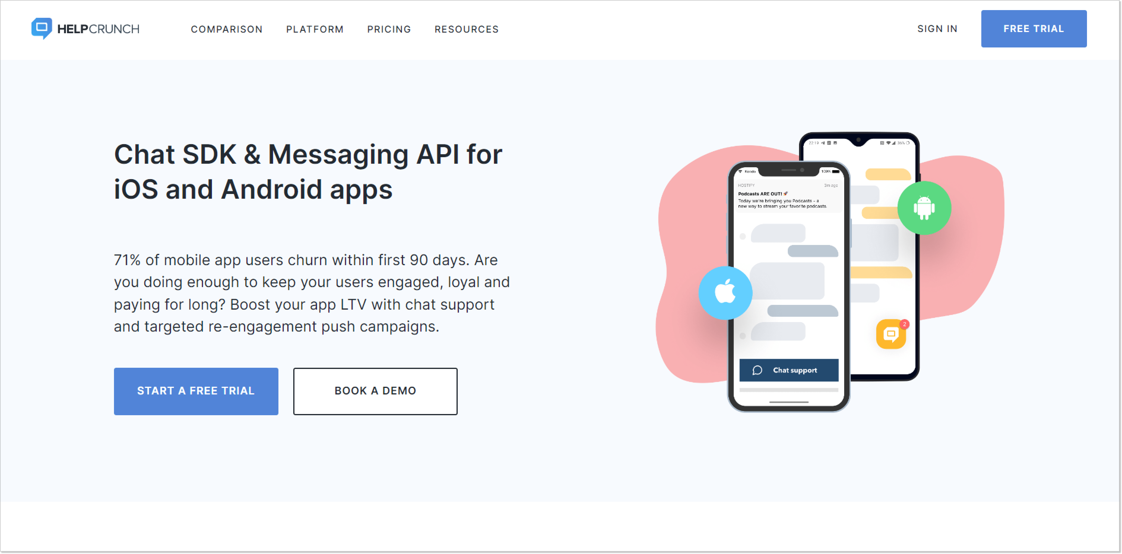 HelpCrunch live chat SDK and API