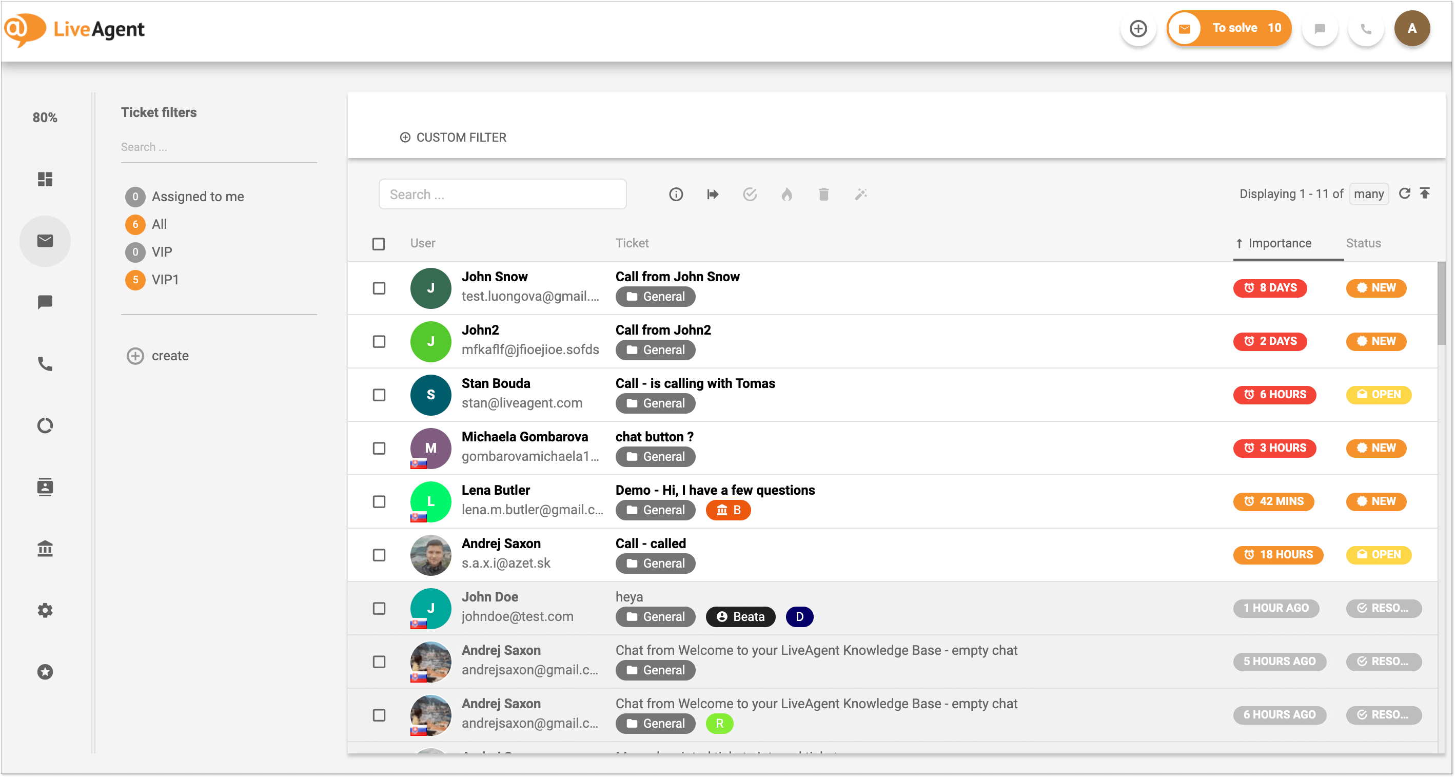 LiveAgent-interface