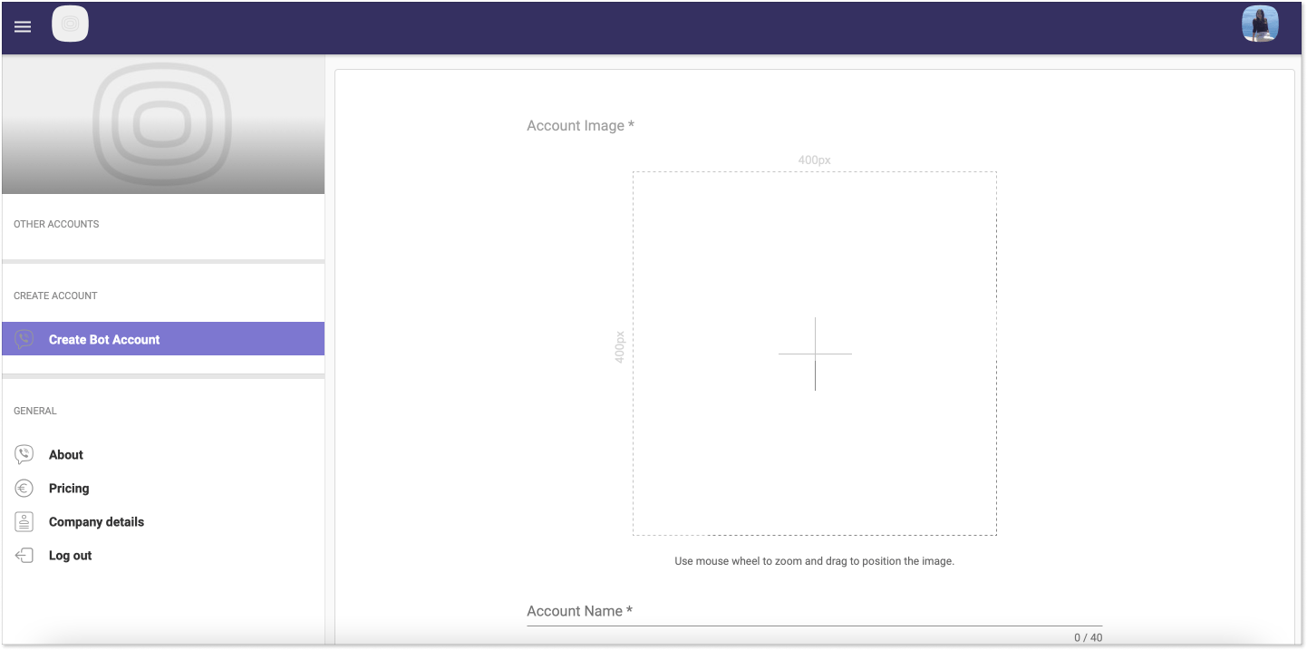 кнопка створити акаунт бота у Viber