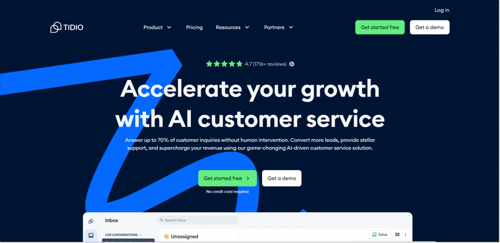 Tidio home page