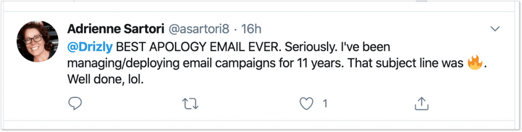 Twitter Drizly best apology