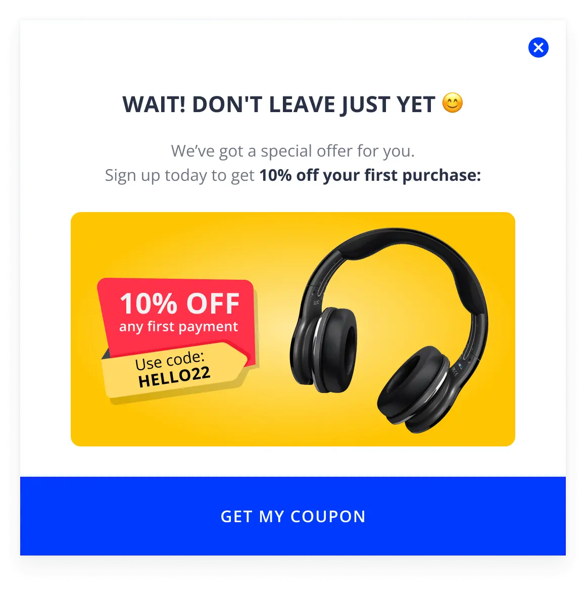 Exit intent popup example by HelpCrunch