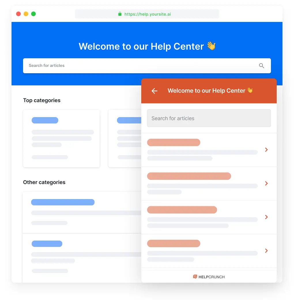 Knowledge base software by HelpCrunch