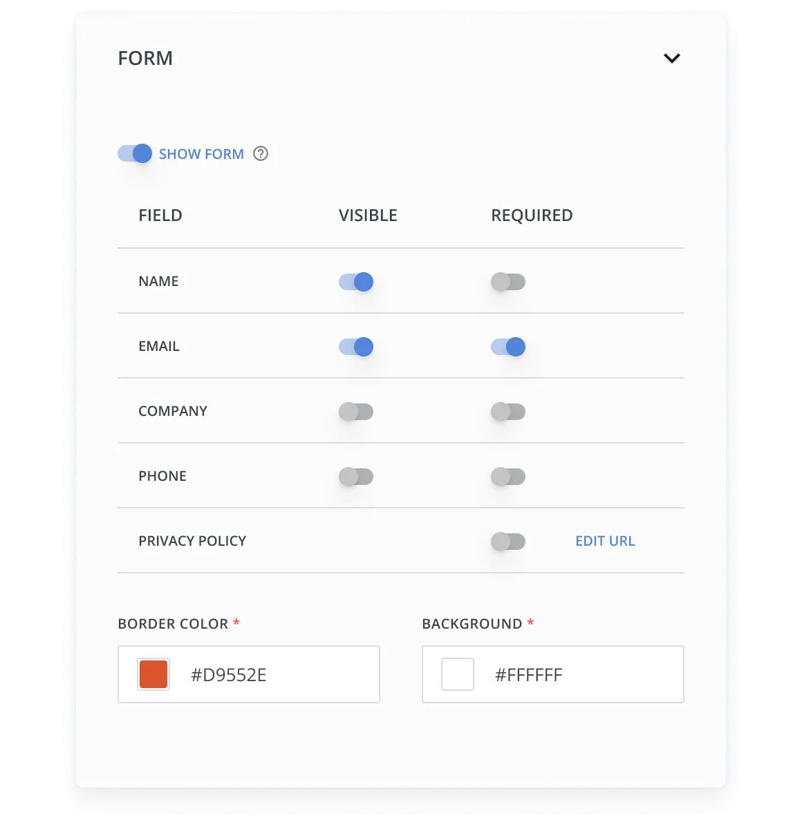 Creating data collection forms in the HelpCrunch popup editor