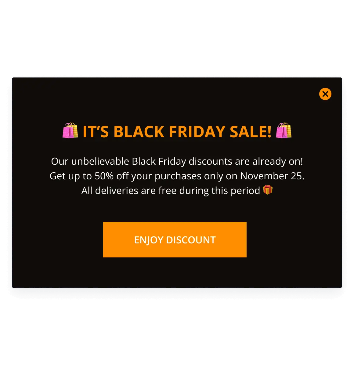 Black Friday website popup example by HelpCrunch