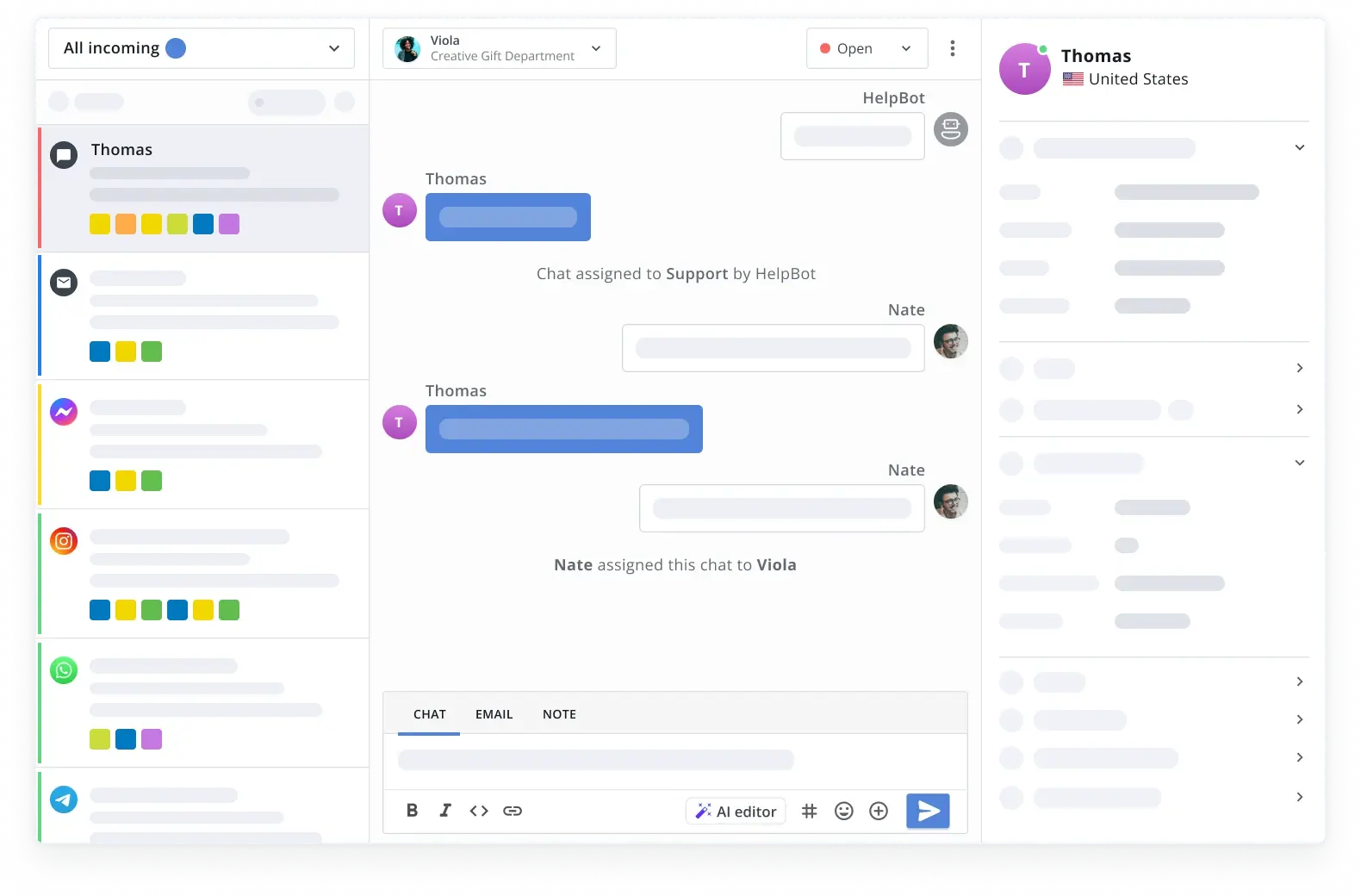 Shared inbox software by HelpCrunch