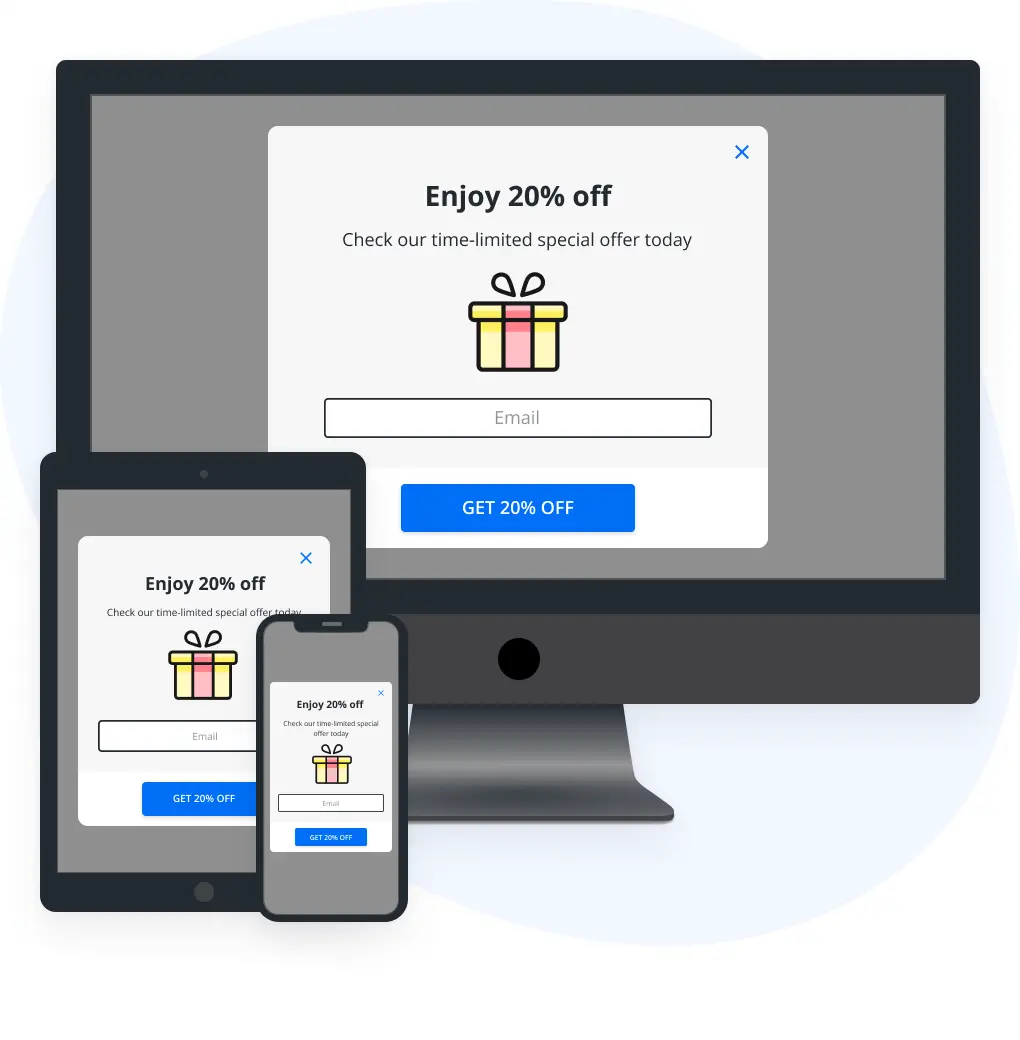 Preview of HelpCrunch popups on different screens